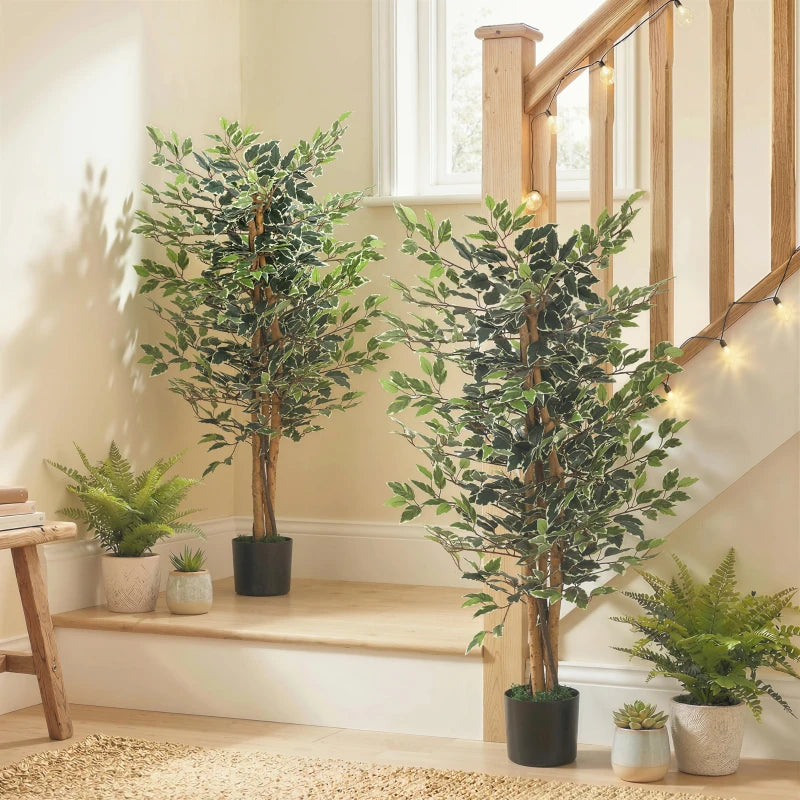Realistic faux ficus plant with green leaves for stylish indoor decoration