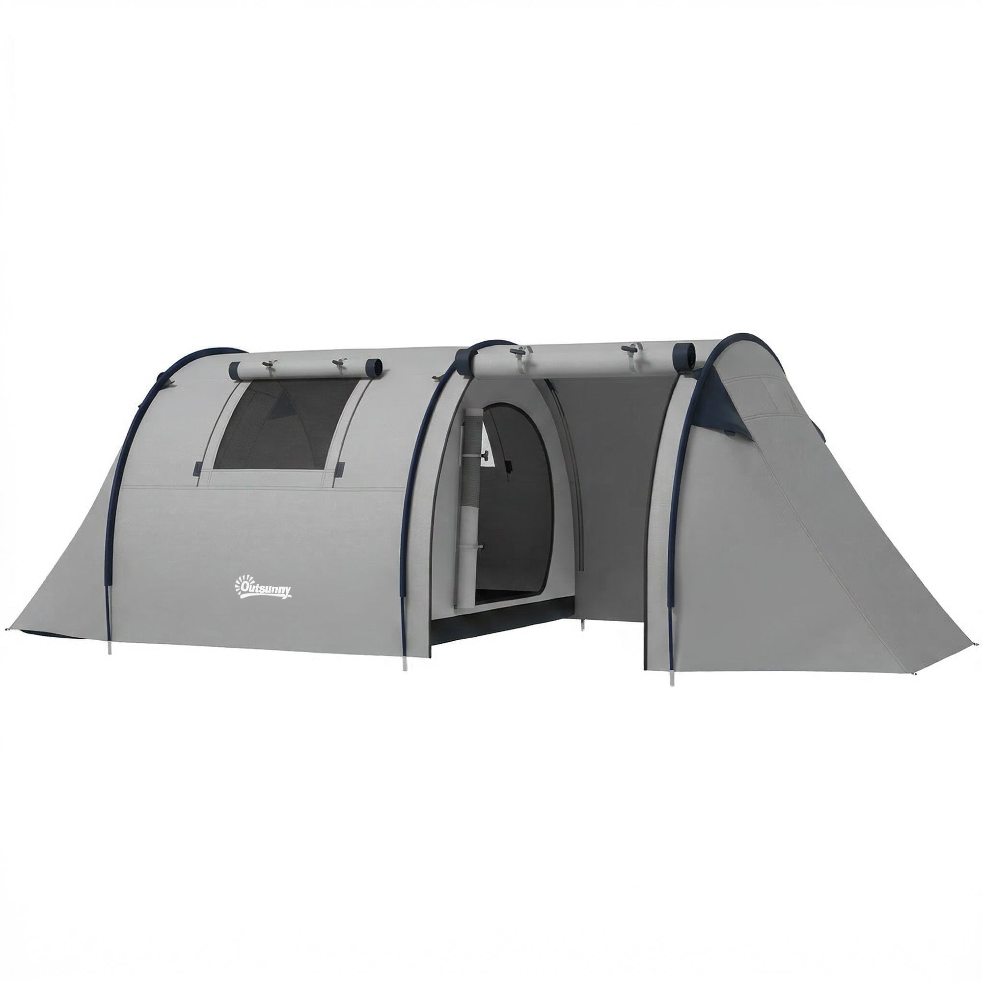 3-4 Person Camping Tent with 2 Rooms, 3000mm Waterproof Portable Family Tent with Carry Bag, Grey