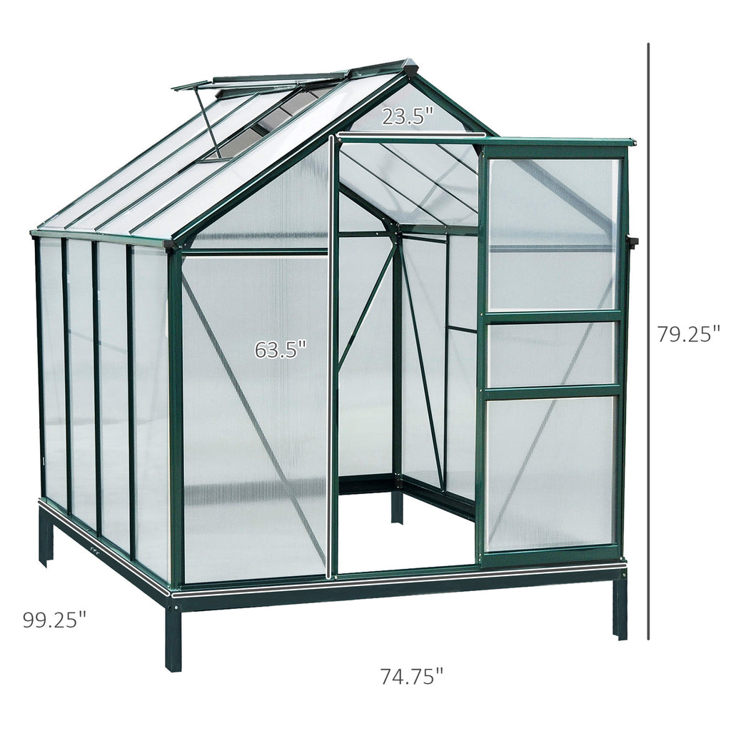 6' x 8' Greenhouse Clear & Twin Wall Panels Green Frame Press to Select