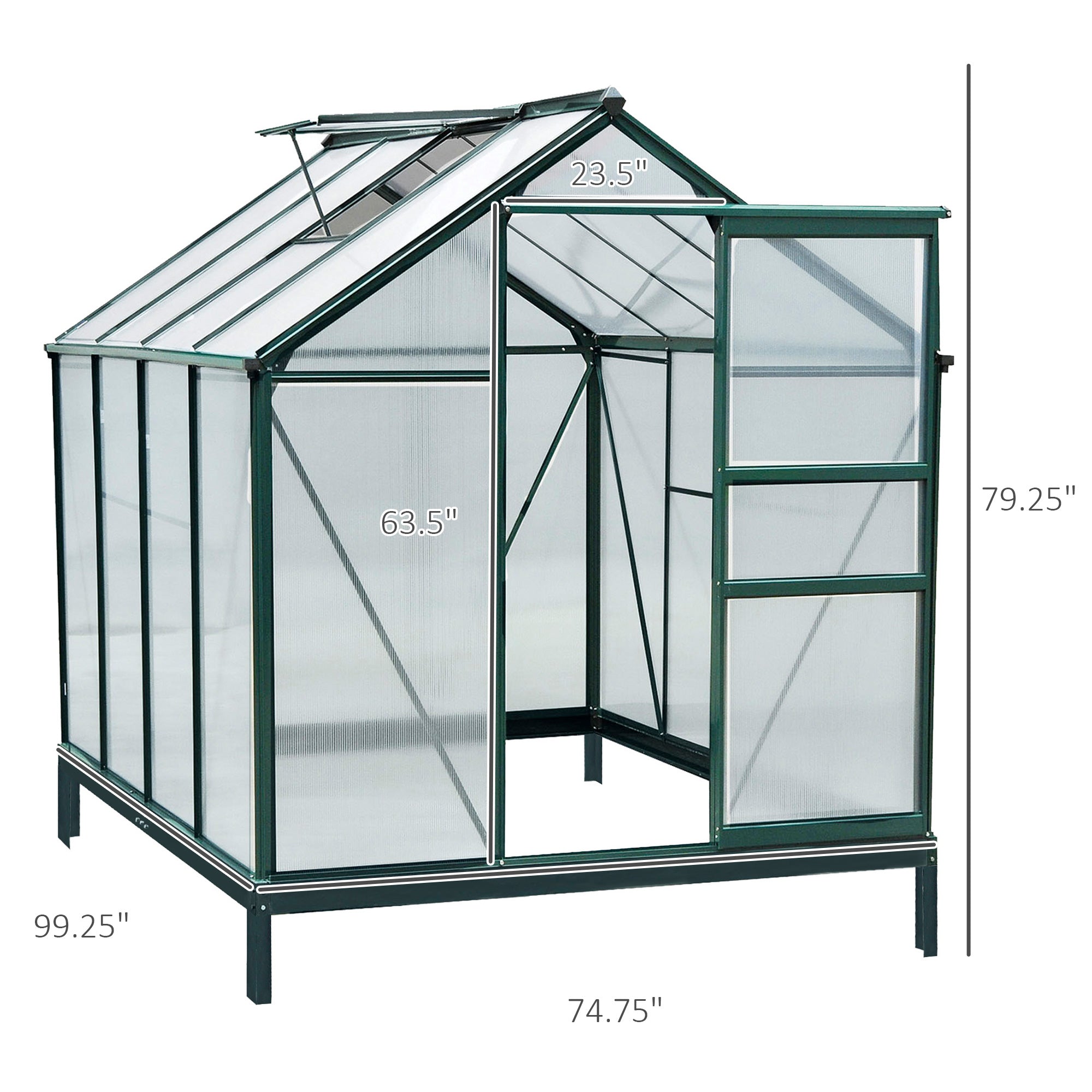 6' x 8' Greenhouse Clear & Twin Wall Panels Green Frame Press to Select