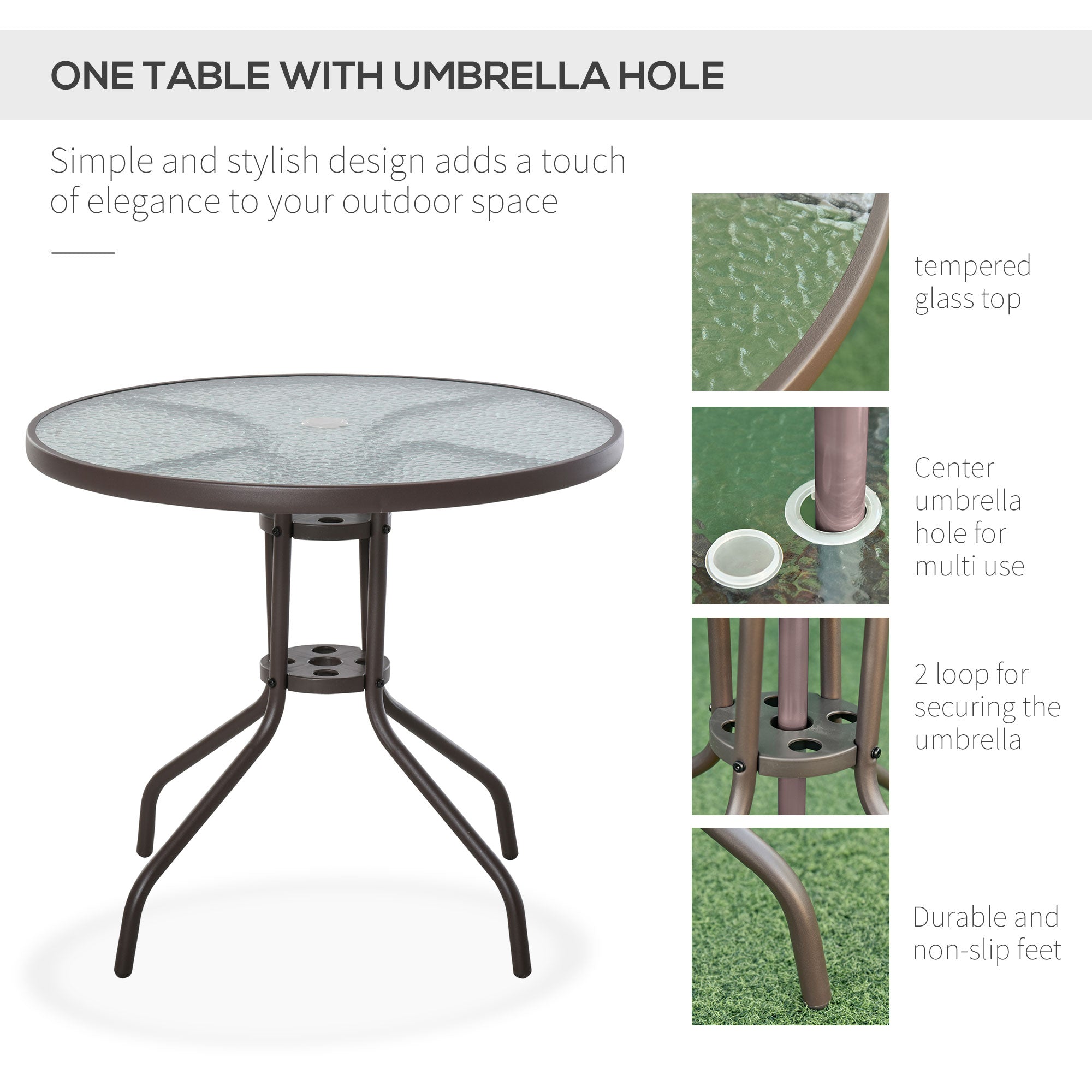 6 Pieces Outdoor Dining Set for 4 with Umbrella Patio Outdoor Furniture Set with Round Table 4 Folding Chairs Cream