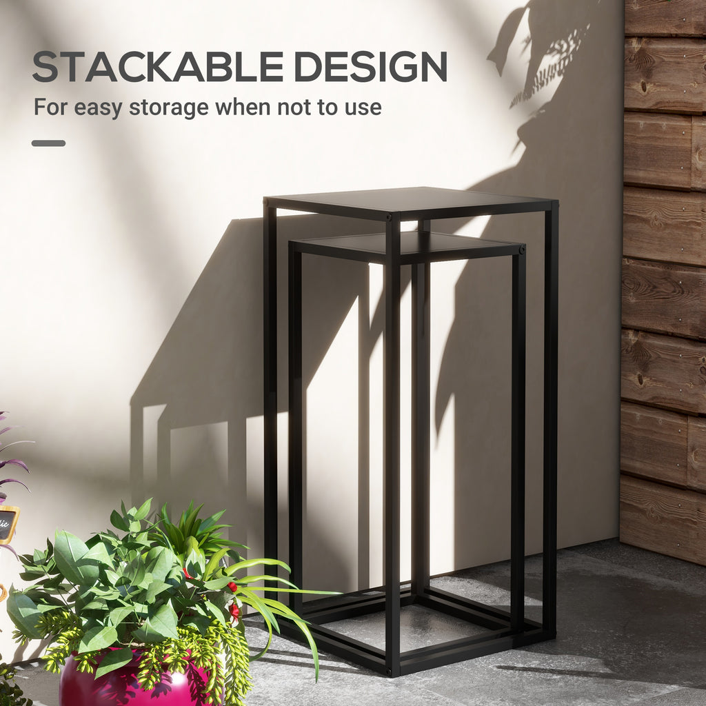 Set of 2 Plant Stands, Decorative Flower Display Holder for Living Room Balcony
