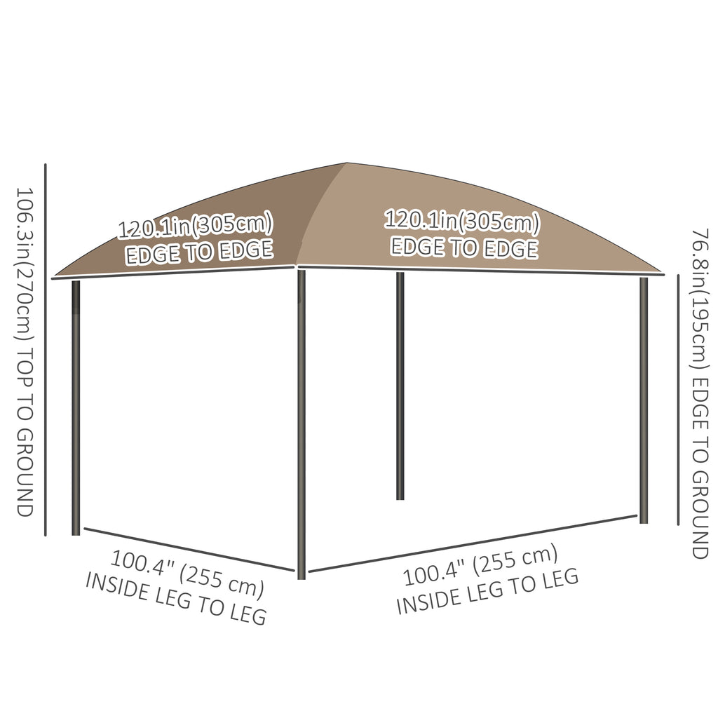 10' x 10' Outdoor Hardtop Gazebo Canopy withÂ UV60+ Polycarbonate Roof, Steel Frame, Central Hook,Â Curtains, Khaki