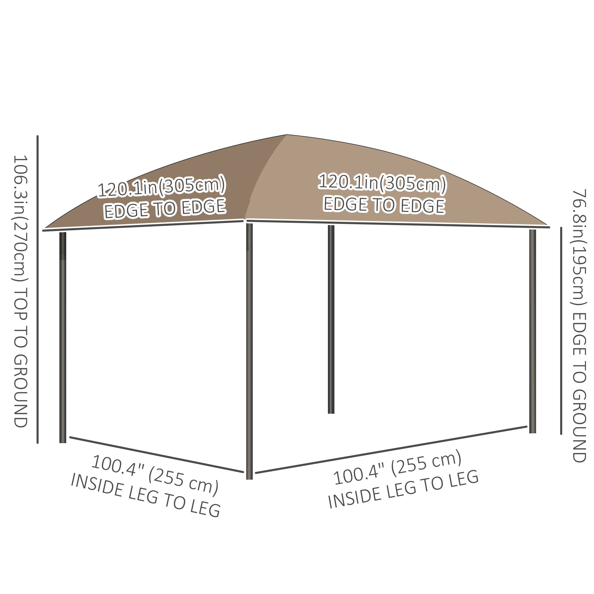 10' x 10' Outdoor Hardtop Gazebo Canopy withÂ UV60+ Polycarbonate Roof, Steel Frame, Central Hook,Â Curtains, Khaki