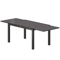 Expandable Outdoor Dining Table, 55"-95" Patio Table with Tempered Glass Top and Aluminum Frame, Black