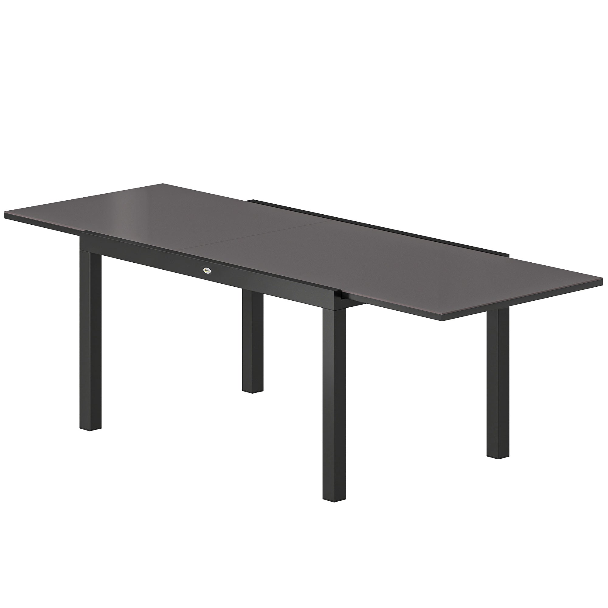 Expandable Outdoor Dining Table, 55"-95" Patio Table with Tempered Glass Top and Aluminum Frame, Black