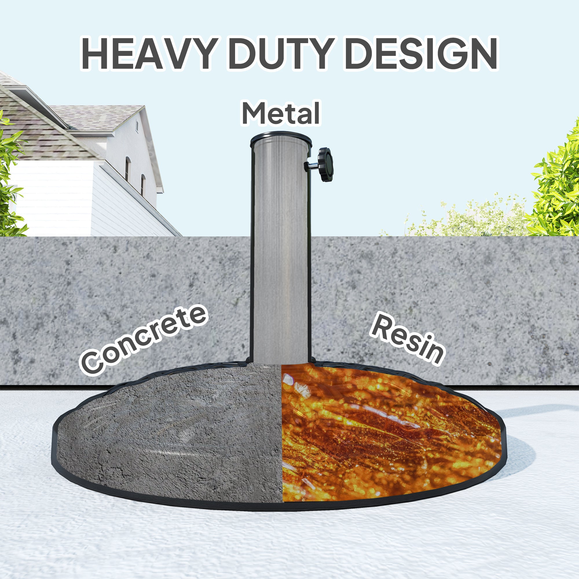 Patio Umbrella Base, 26 lbs Concrete Heavy Duty Umbrella Stand, Round Patio Umbrella Holder, Î¦18.7" x 12.6" H Black