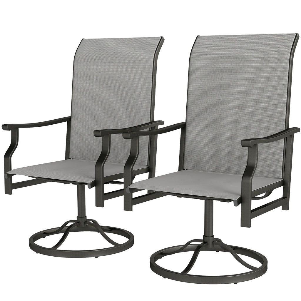 Patio Swivel Chair Set of 2, Swivel Rocker Outdoor Chairs with High Back, for Lawn Garden Backyard Deck, Light Grey