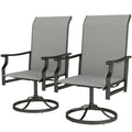 Patio Swivel Chair Set of 2, Swivel Rocker Outdoor Chairs with High Back, for Lawn Garden Backyard Deck, Light Grey