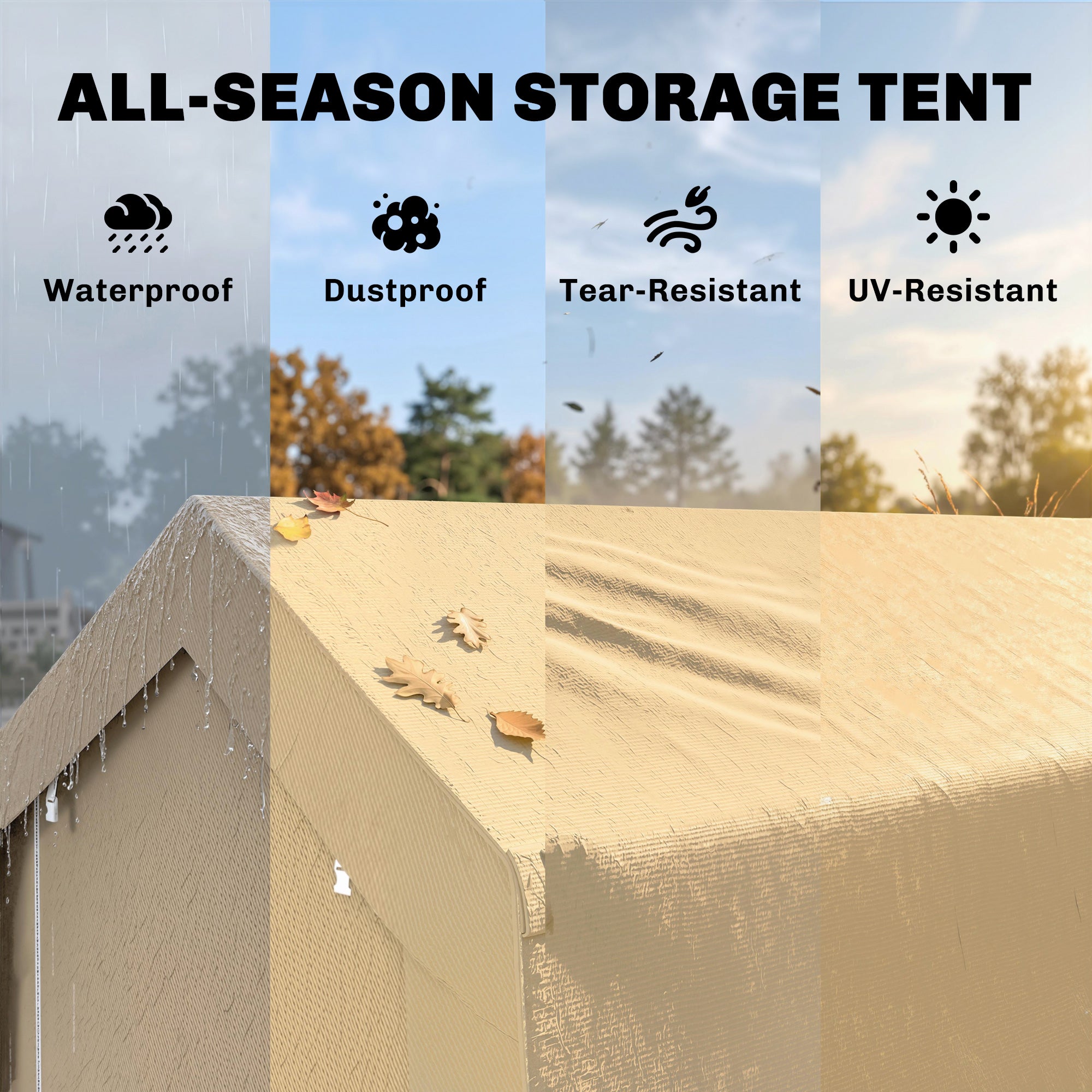 7' x 12' Outdoor Storage Shed Portable Garage with Roll-up Door for Motorcycle, Bike, Garden Tools, Beige
