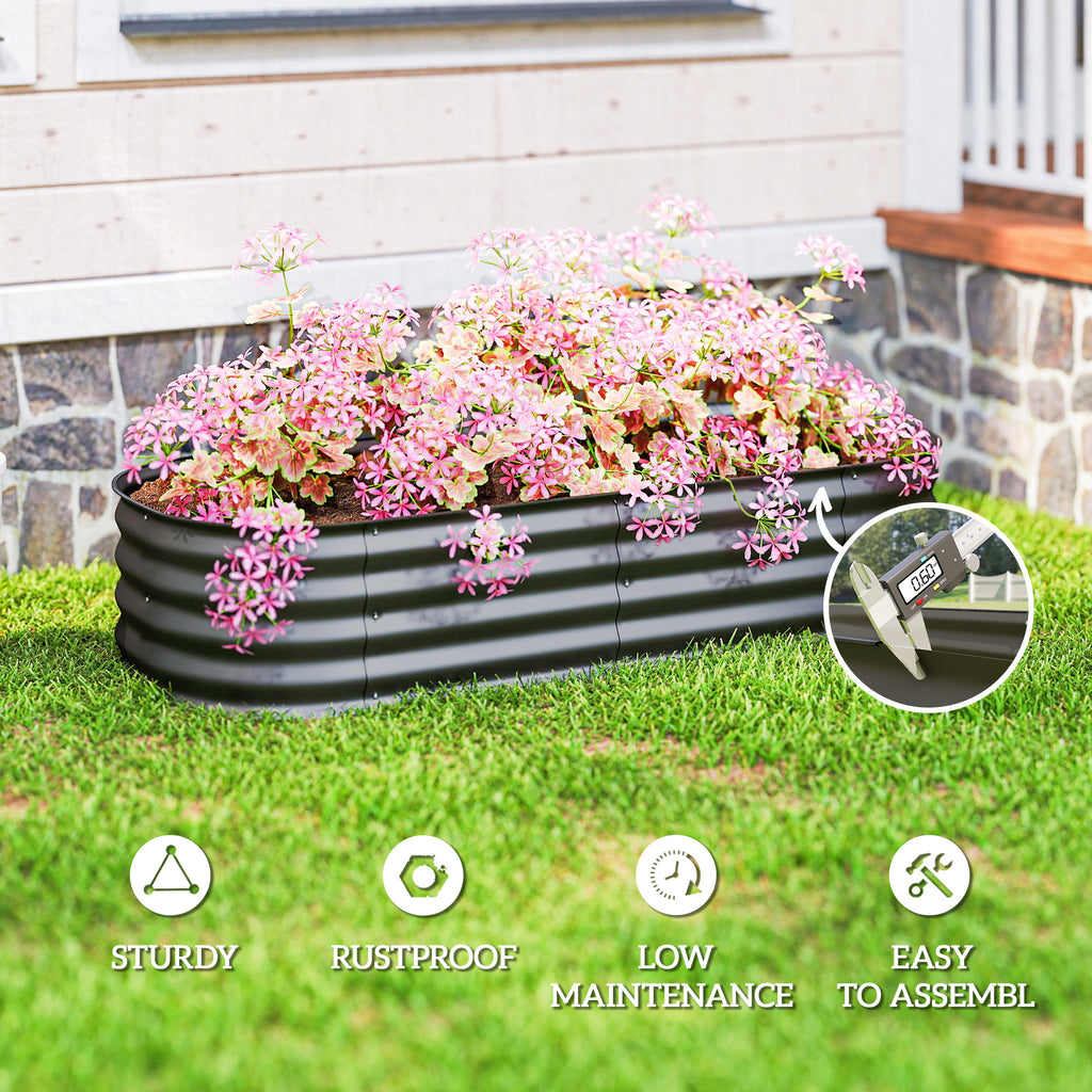 4.9 x 2 x 1ft Galvanized Raised Garden Bed Kit, Metal Planter Box with Safety Edging, Dark Grey