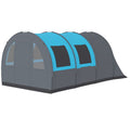 3 Person Camping Tent with Living Room and Bedroom, 3000mm Waterproof Tunnel Large Family Tent, Grey and Blue