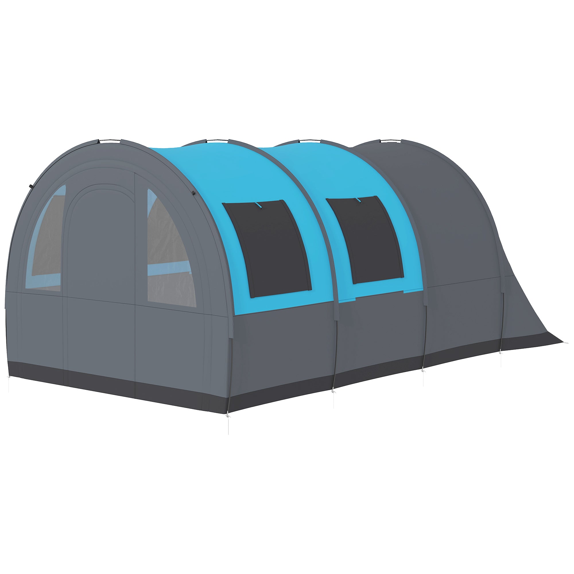 3 Person Camping Tent with Living Room and Bedroom, 3000mm Waterproof Tunnel Large Family Tent, Grey and Blue