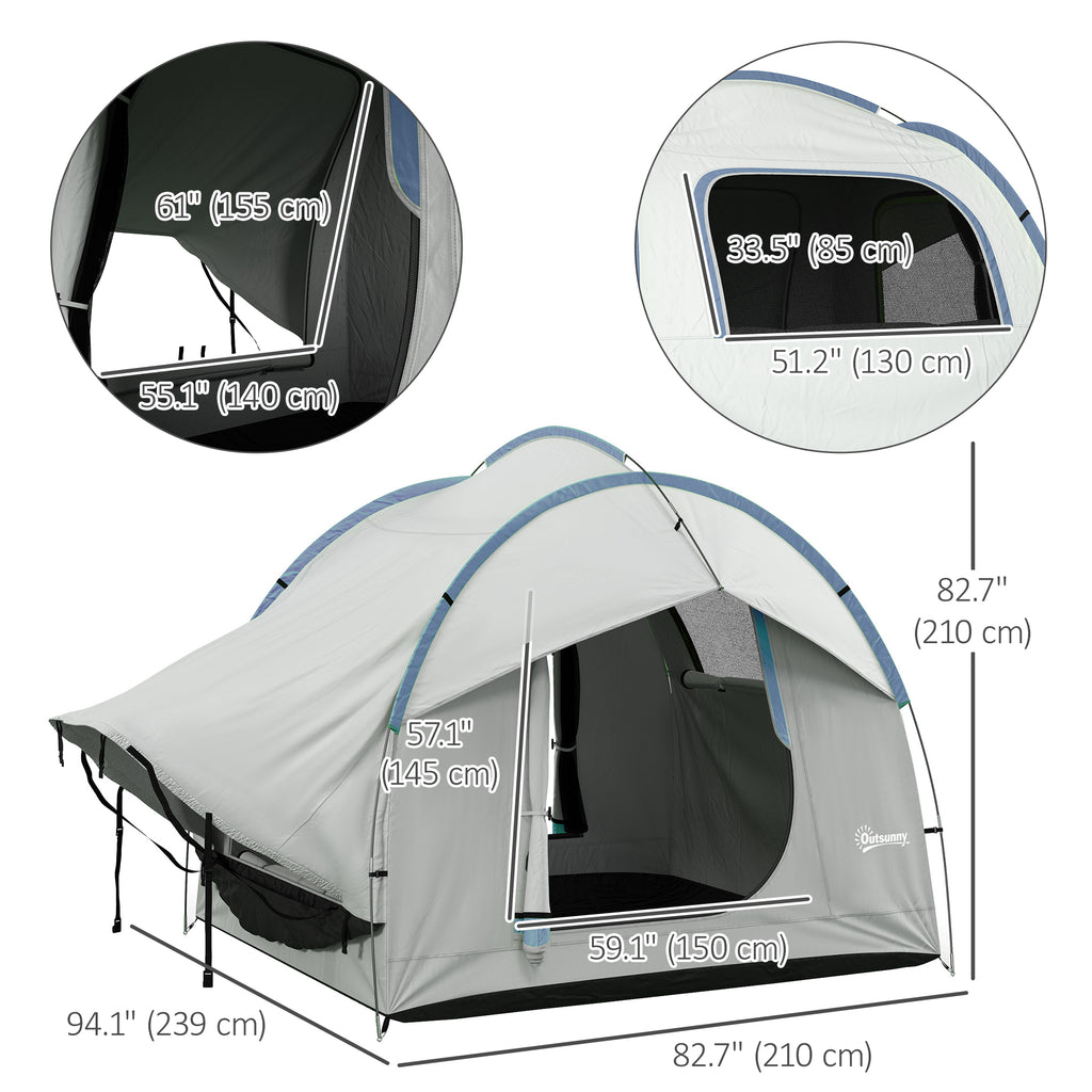 2000mm Waterproof SUV Tent, Car Tent with 3 Doors and Mesh Window, for 5-6 Person Camping Travel, Grey and Blue