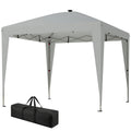 10 x 10 ft Pop Up Canopy Tent with Central Light, UPF 50+ Instant Portable Canopy Shelter with Remote, Light Grey