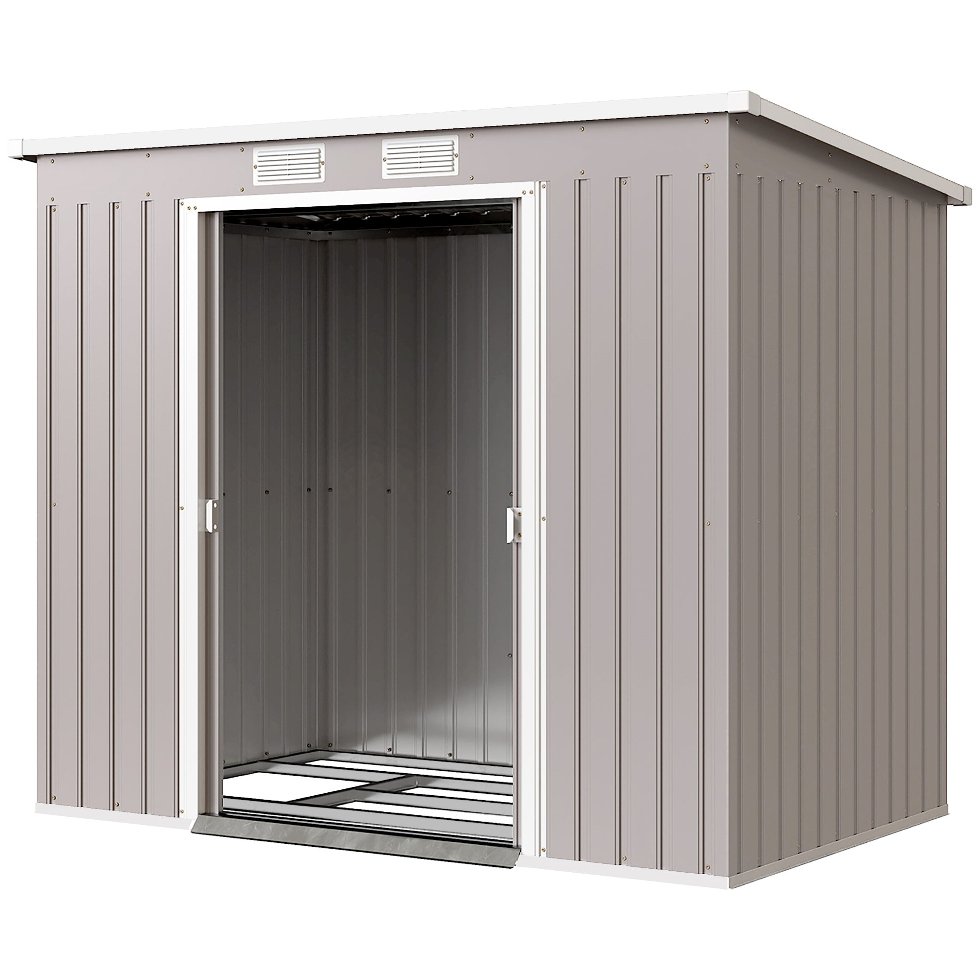 7' x 4' Galvanised Steel Garden Shed, with Foundation Kit - Grey