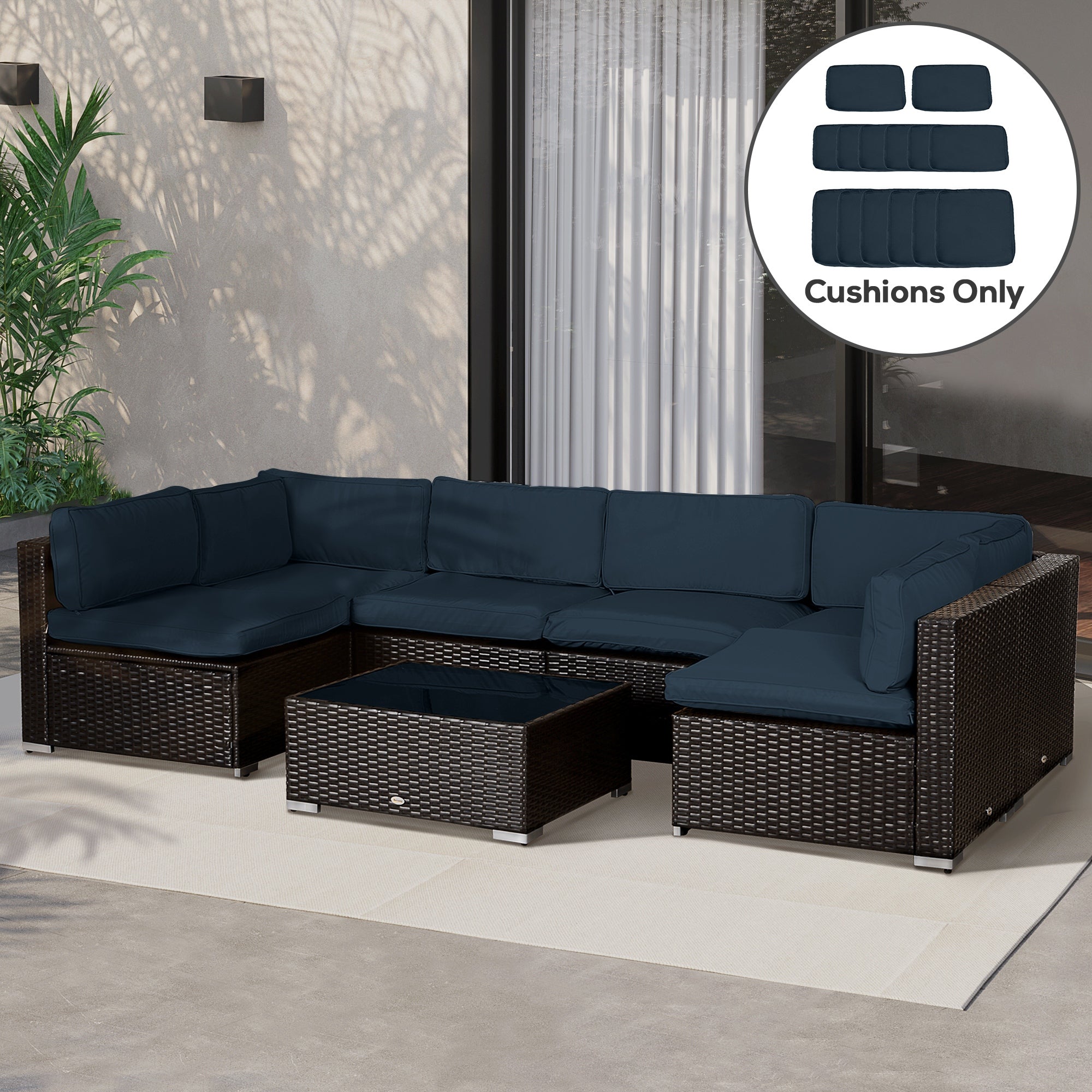 Outdoor Patio Rattan Sofa Set Cushion Polyester Cover Replacement- No Cushion Included