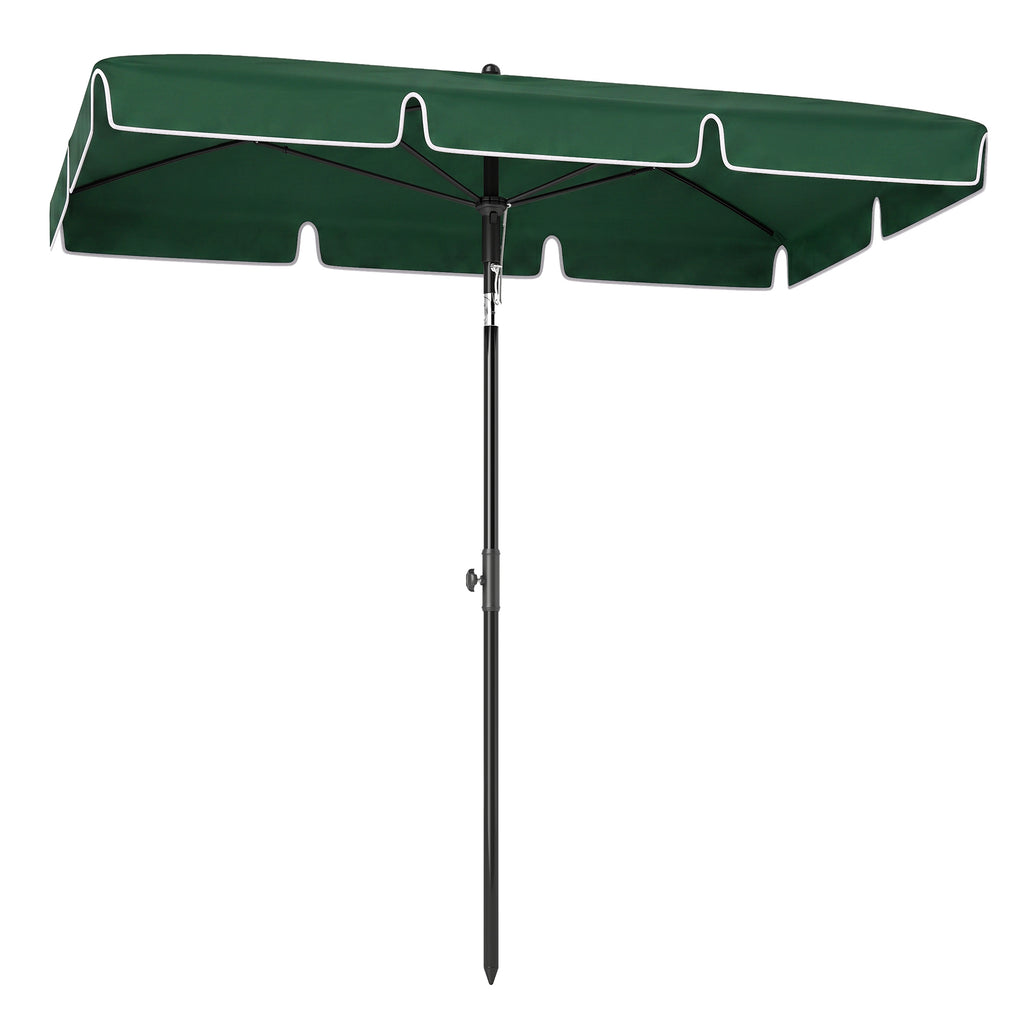 6.5x4ft Rectangle Patio Umbrella Aluminum Tilt Adjustable Garden Parasol Sun Shade Outdoor Canopy Green