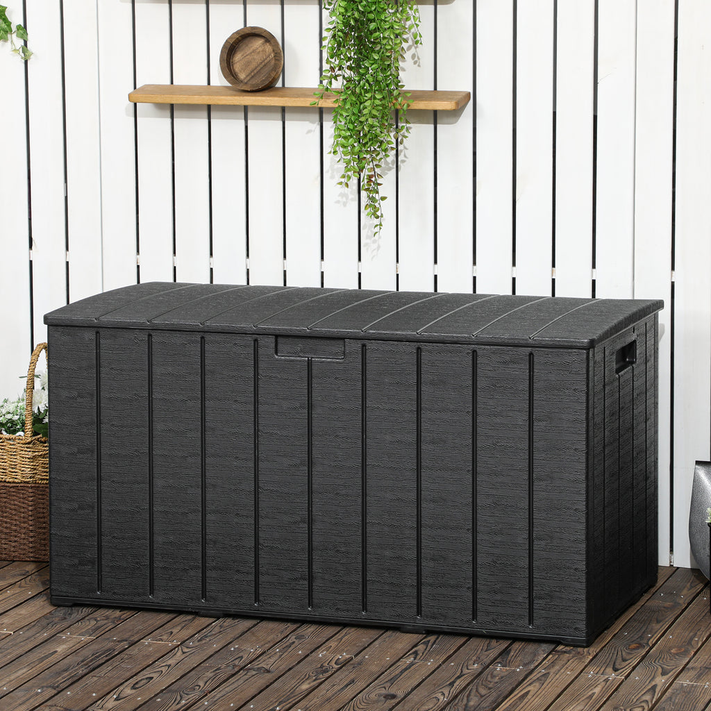81 Gallon Garden Storage Box, Waterproof  Double Wall Storage Container with Wheels and Handles, Black