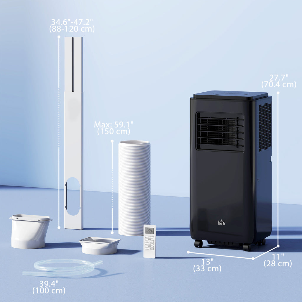 10,000 BTU Moible Air Conditioner 440 Sq. Ft., Dehumidifier Fan Auto Sleep with 24H Timer On/Off, Window Kit, Black