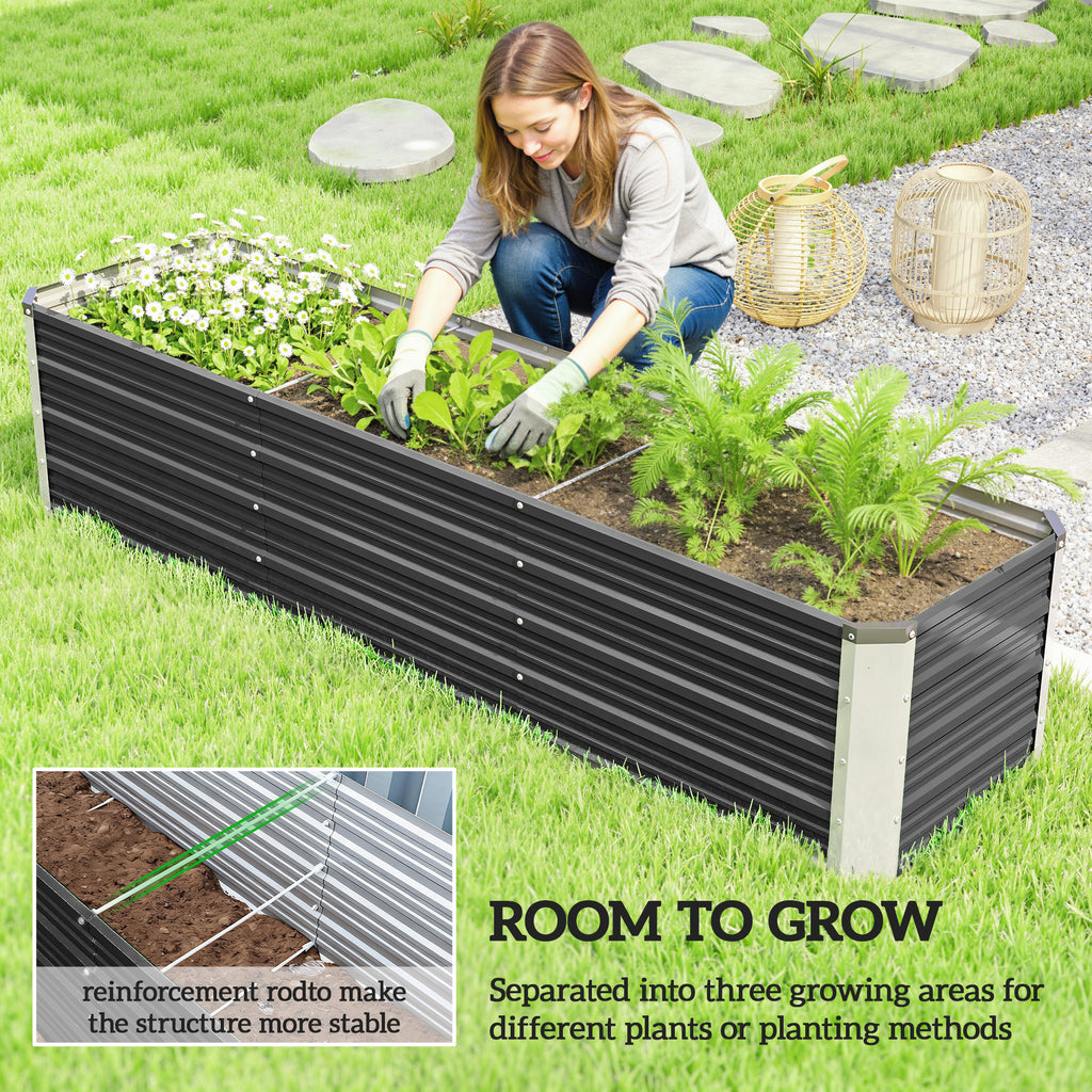 6' x 1.5' x 1.3' Galvanized Raised Garden Bed, Elevated Large Metal Planter Box w/ Install Gloves for Backyard, Patio to Grow Vegetables, Herbs, and Flowers, Dark Grey