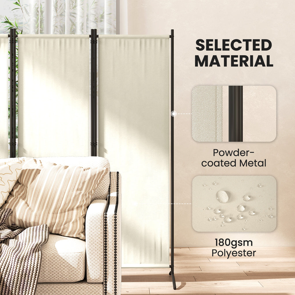 Folding Room Divider, Privacy Screen for Home Office Bedroom, 5.6FT Tall, Cream White