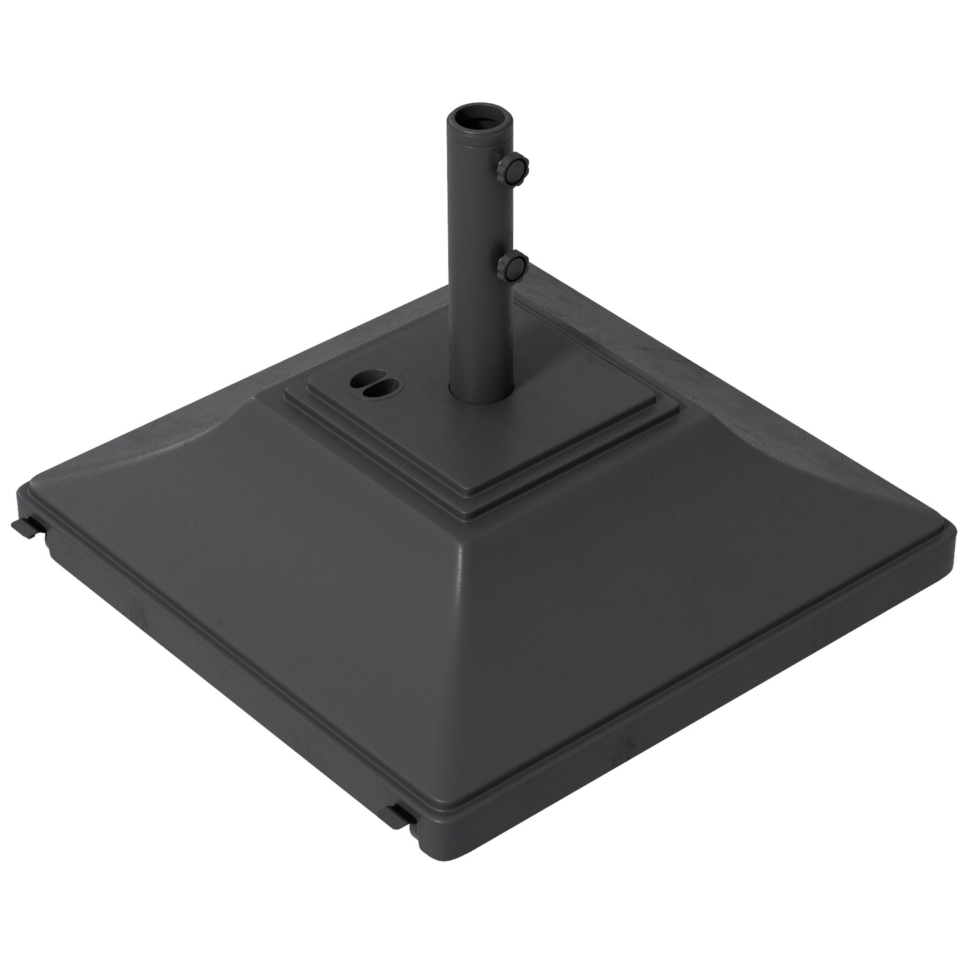 Square Umbrella Base with Wheels, 99 lbs Water or 132 lbs Sand Filled, with Double Adjustable Knob, Black