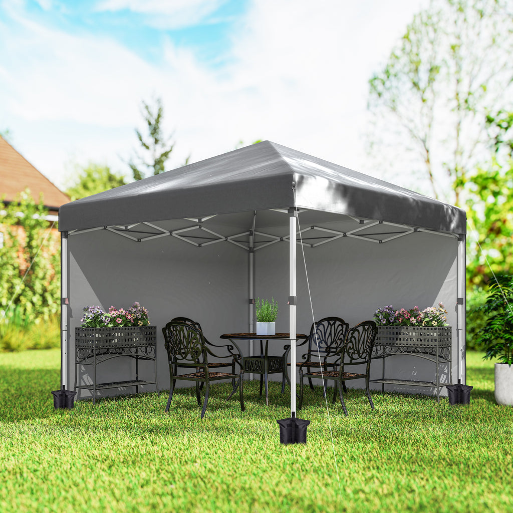 10' x 10' Pop Up Canopy with Sidewalls, Roller Bag, Height Adjustable Instant Tent for Outdoor, Garden, Patio, Grey