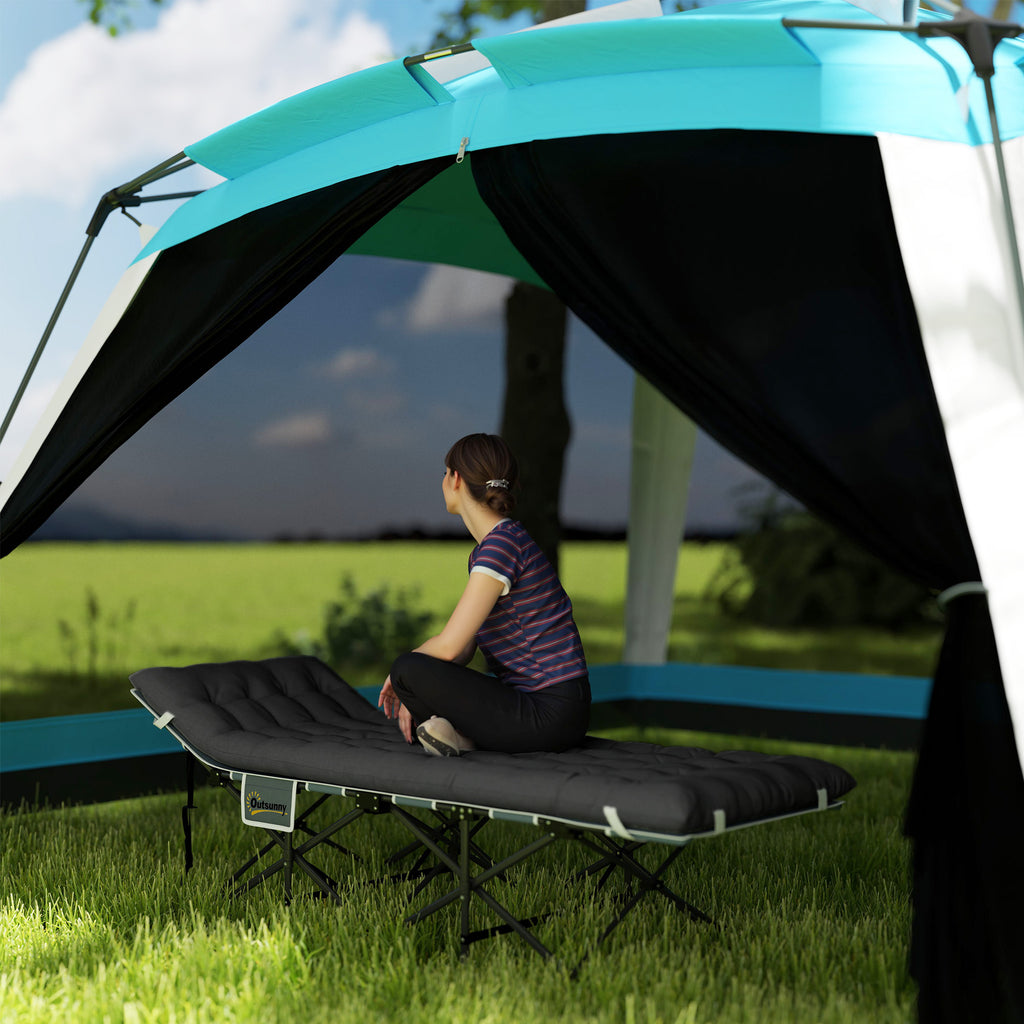 26.8" Wide Folding Bed, Camping Cot for Adults with Cushion, Carry Bag, Max Load 330 LBS, Black