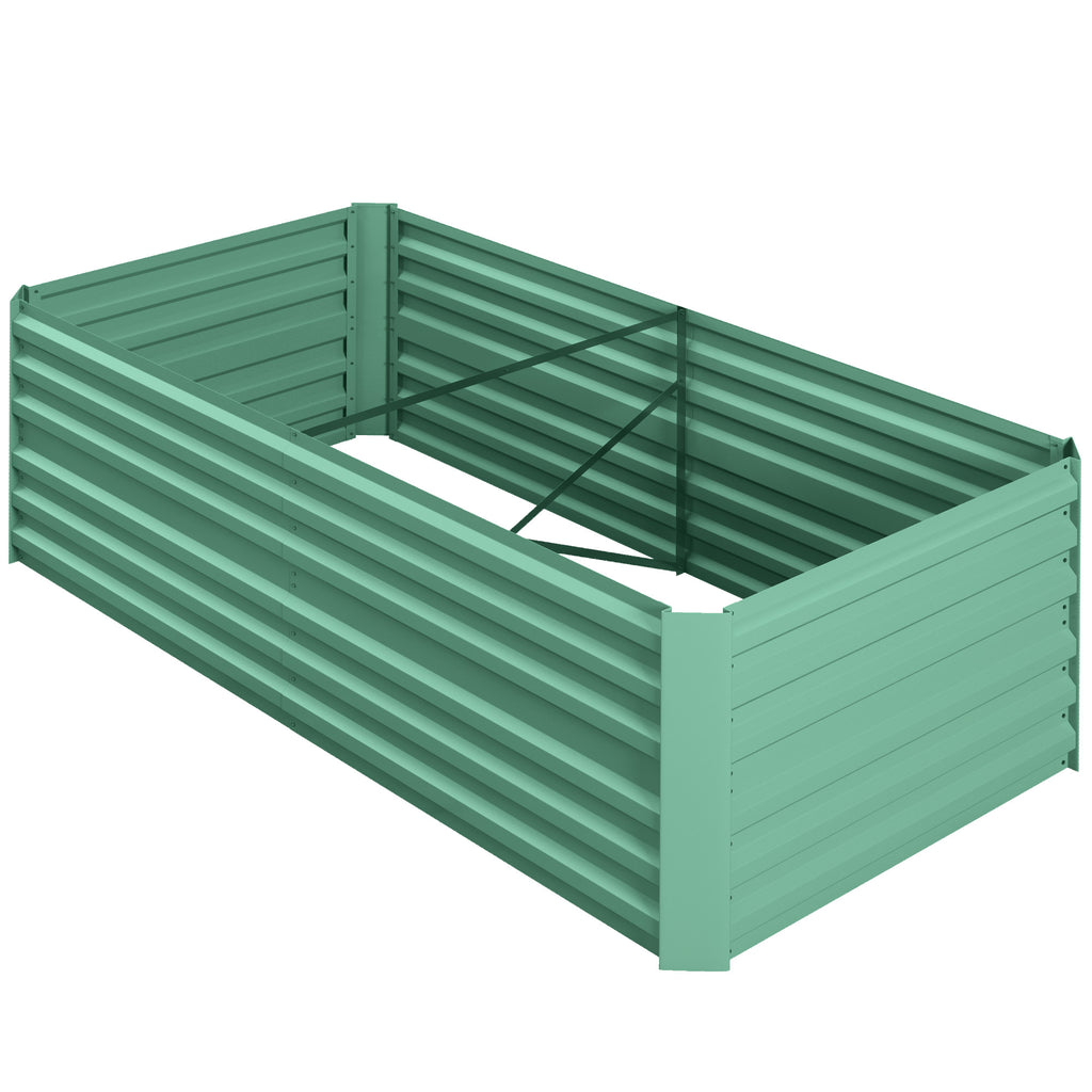 Galvanized Raised Garden Bed, Steel Outdoor Planters with Reinforced Rods, 71" x 35" x 23", Light Green