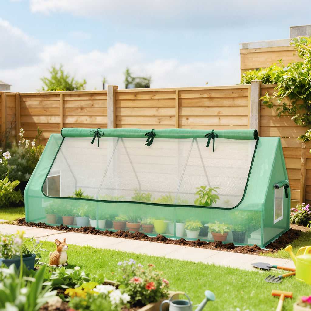 Portable Mini Greenhouse with Mesh Windows for Indoor and Outdoor, 94.5" x 35.4" x 35.4", Green