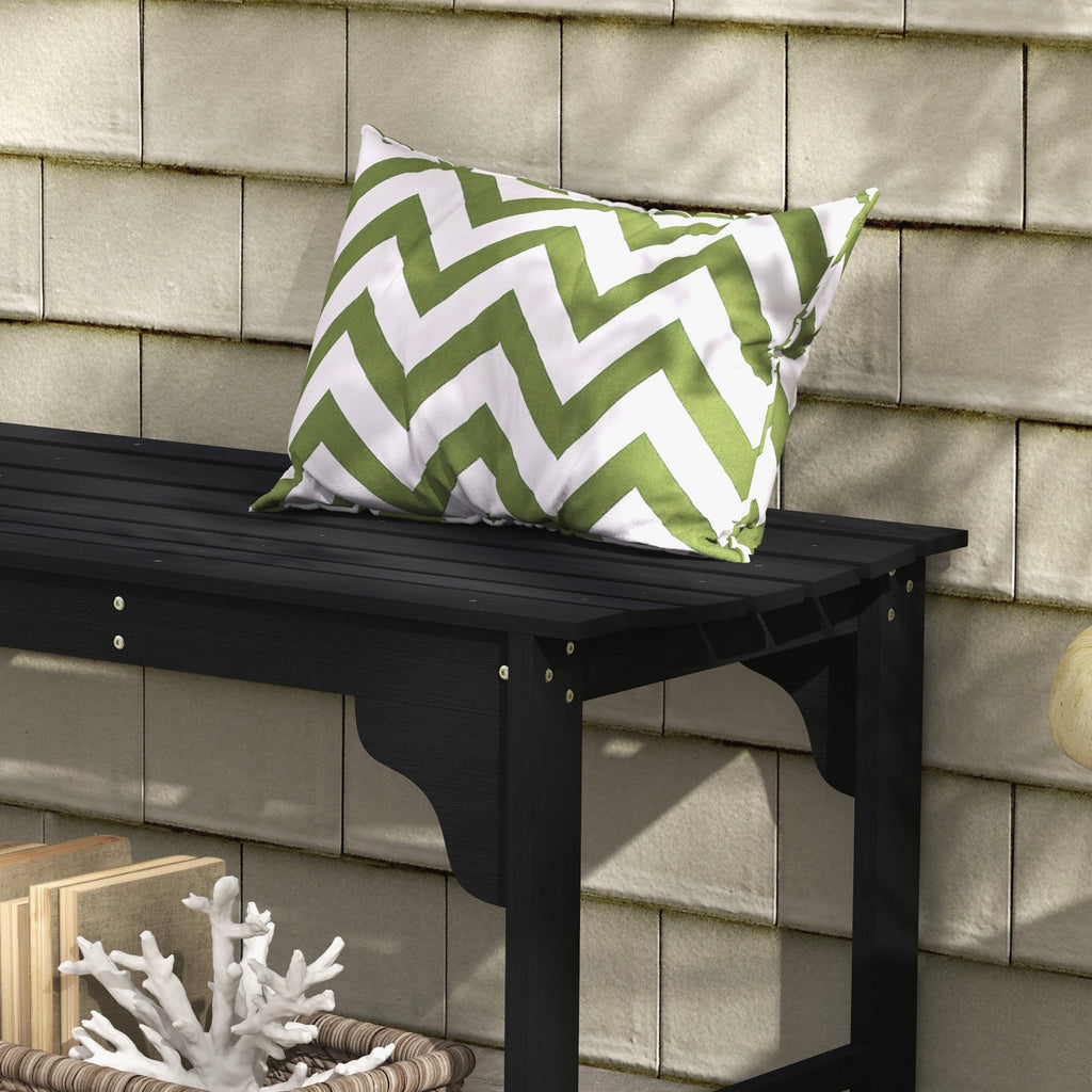 Wooden Garden Bench, Patio Double Park Bench with Slatted Seat, Front Porch Backless Bench, Black