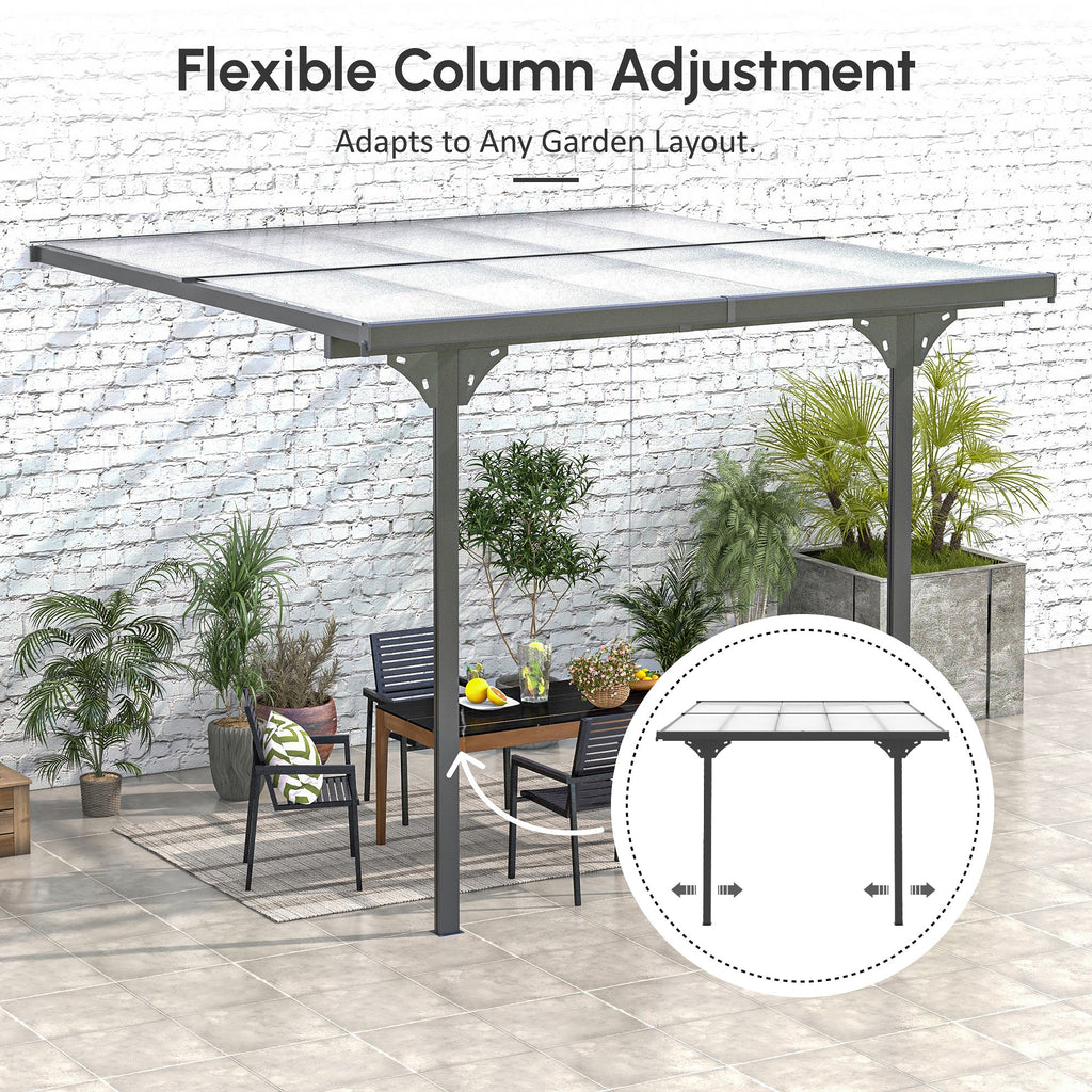 10' x 10' Outdoor Hardtop Pergola Gazebo with Adjustable Height, Aluminum Pergola with Polycarbonate Roof, UV Protection, Grey