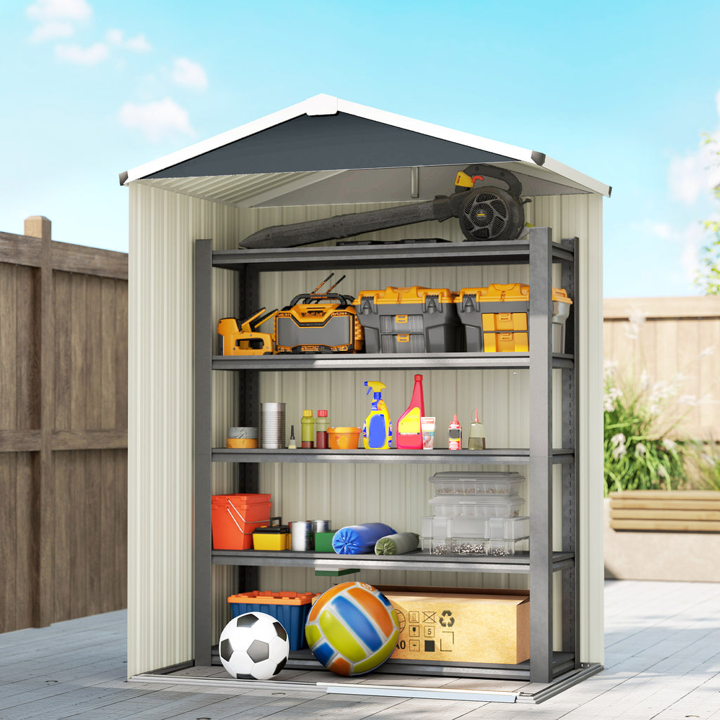 4.5 x 3ft Outdoor Storage Shed, Waterproof Metal Garden Shed with Lockable Door for Backyard, Patio, Lawn, Dark Grey