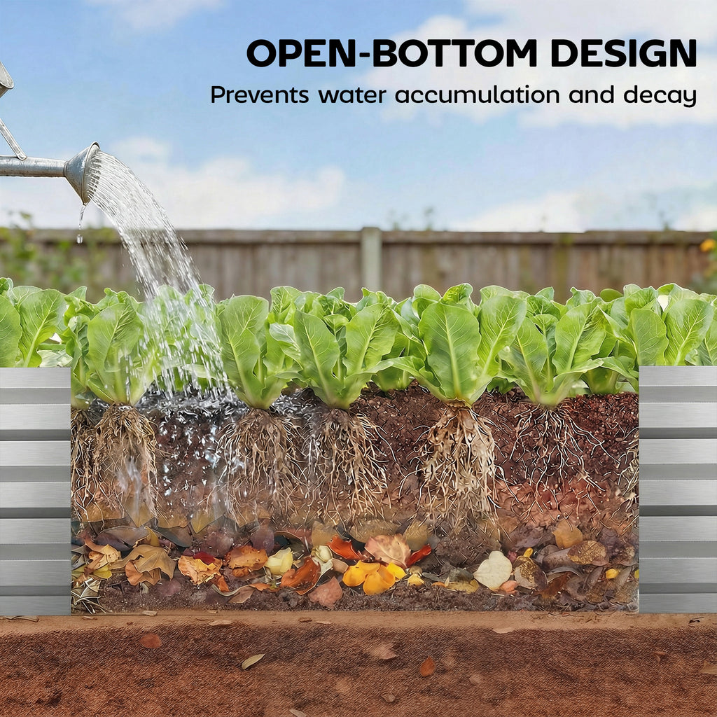8' x 2' x 1' Galvanized Raised Bed, Large Elevated Planter Box for Growing Flowers, Herbs and Vegetables, Silver