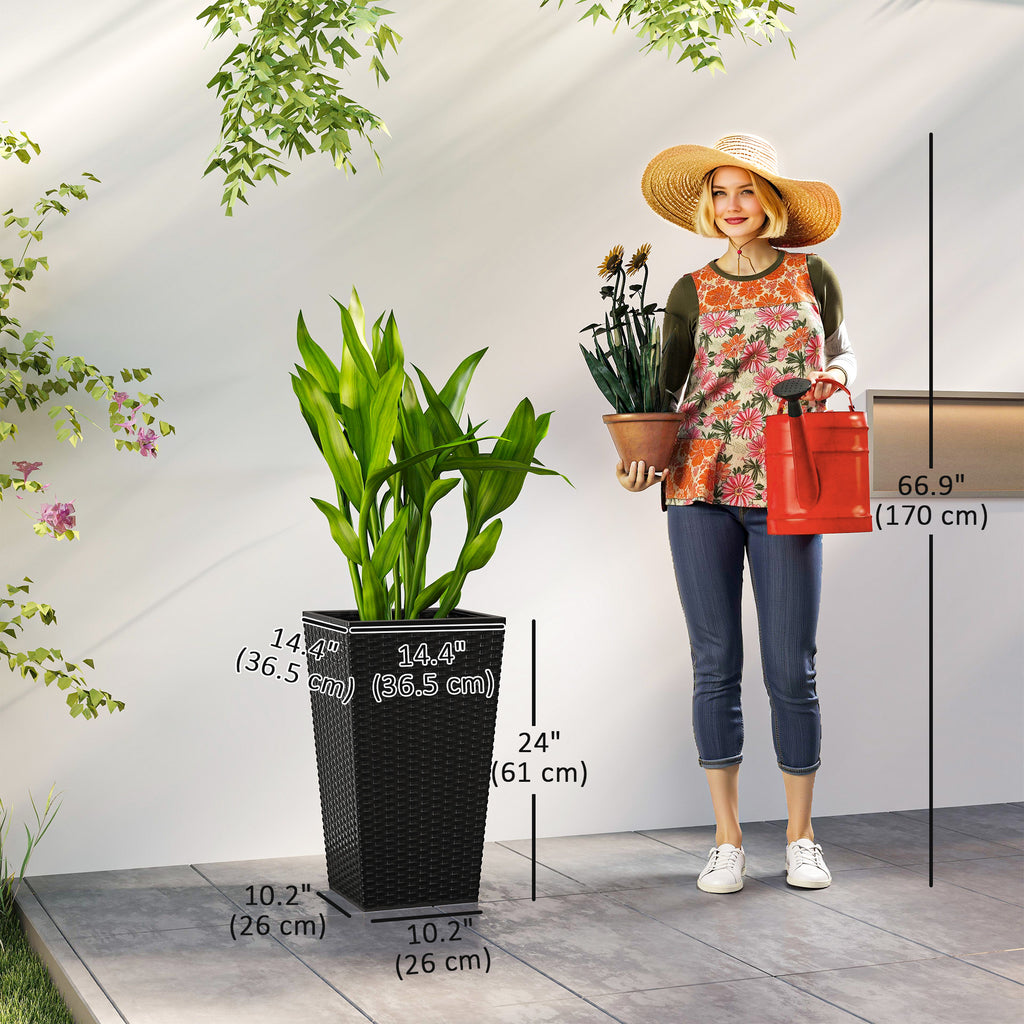 Set of 3 Tall Plant Stand, Outdoor & Indoor Flower Pot Set for Front Door, Entryway, Patio and Deck, Black