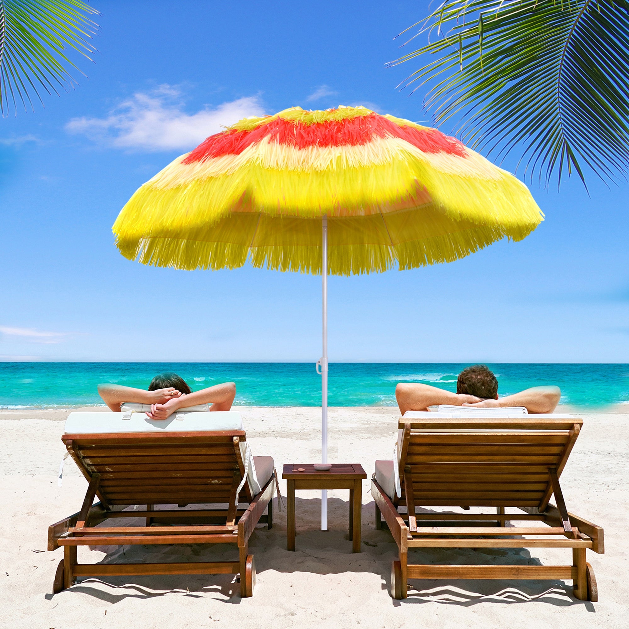 6FT Beach Umbrella Tilt Sunshade Height Adjustable Outdoor Market Patio Yard Crank Deck Sun Shade, Multi-color