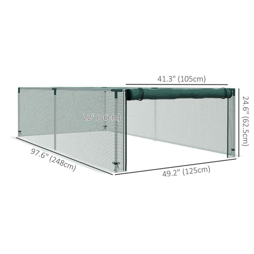 8' x 4' Plant Protection Cage with Zipper Roll-Up Door, Plant Protector from Animals with Galvanised Steel Frame