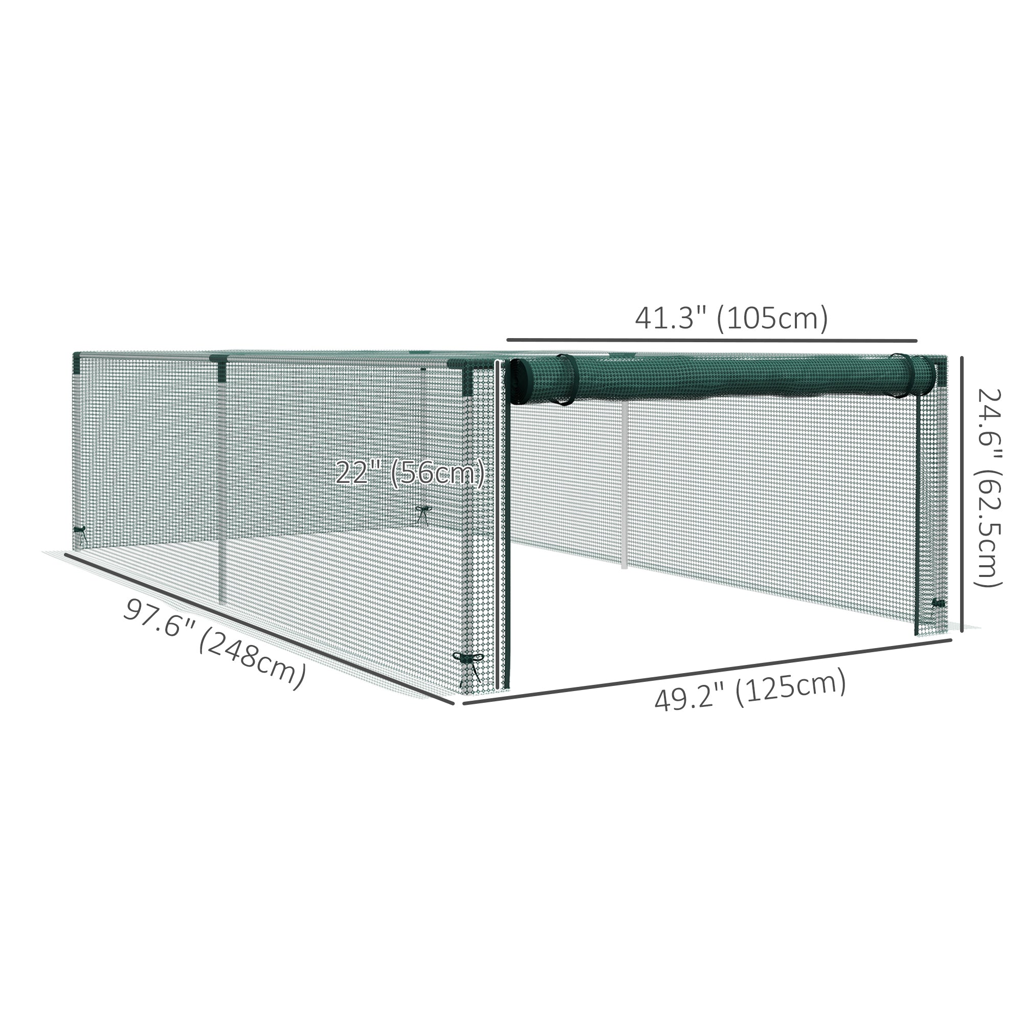 8' x 4' Plant Protection Cage with Zipper Roll-Up Door, Plant Protector from Animals with Galvanised Steel Frame