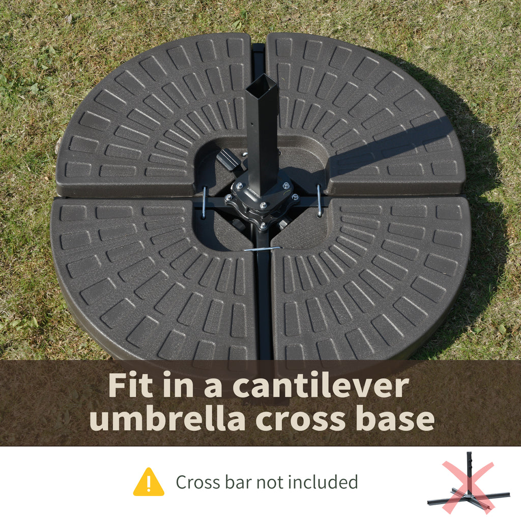 4-Piece Cantilever Offset Patio Umbrella Circular Base Stand w/Carry Handles, Water & Sand Filled