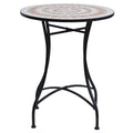 23.5" Mosaic Round Patio Table, Metal Side Bistro Coffee Table, Outdoor Furniture, Ceramic Tabletop for Garden Lawn