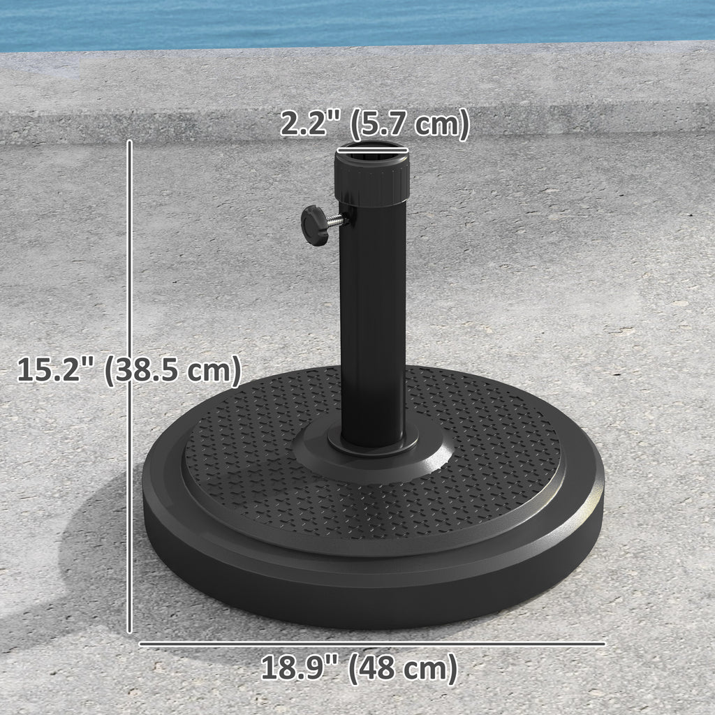 48 lbs Patio Umbrella Base Round HDPE Umbrella Base For 1.5" or 1.9" Outdoor Umbrella Poles Î¦18.9" x 15.2" H Black