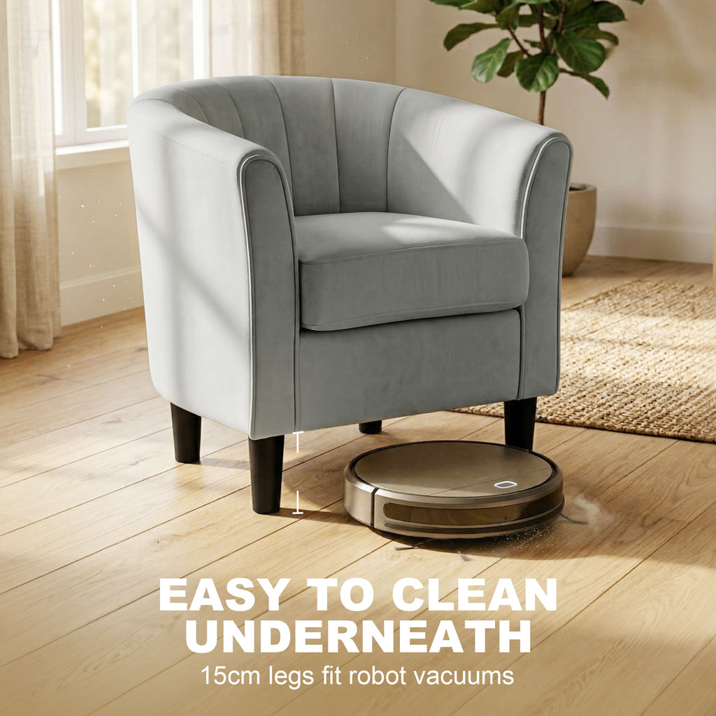 Accent Chair Modern Upholstered Living Room Chair with Ottoman and Pocket Spring Cushion Grey