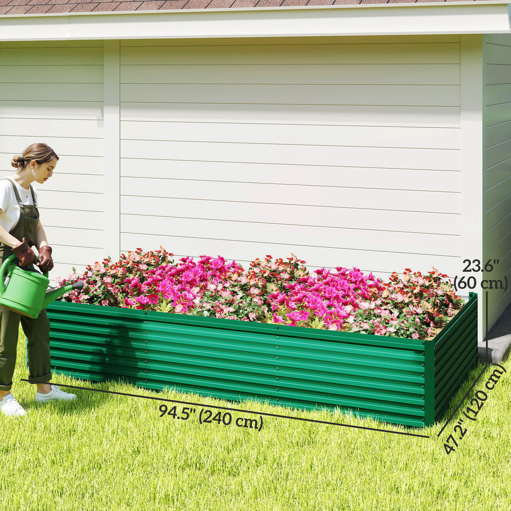 8' x 4' x 2' Raised Garden Bed, Galvanized Planter Box for Growing Flowers, Herbs and Vegetables, Green