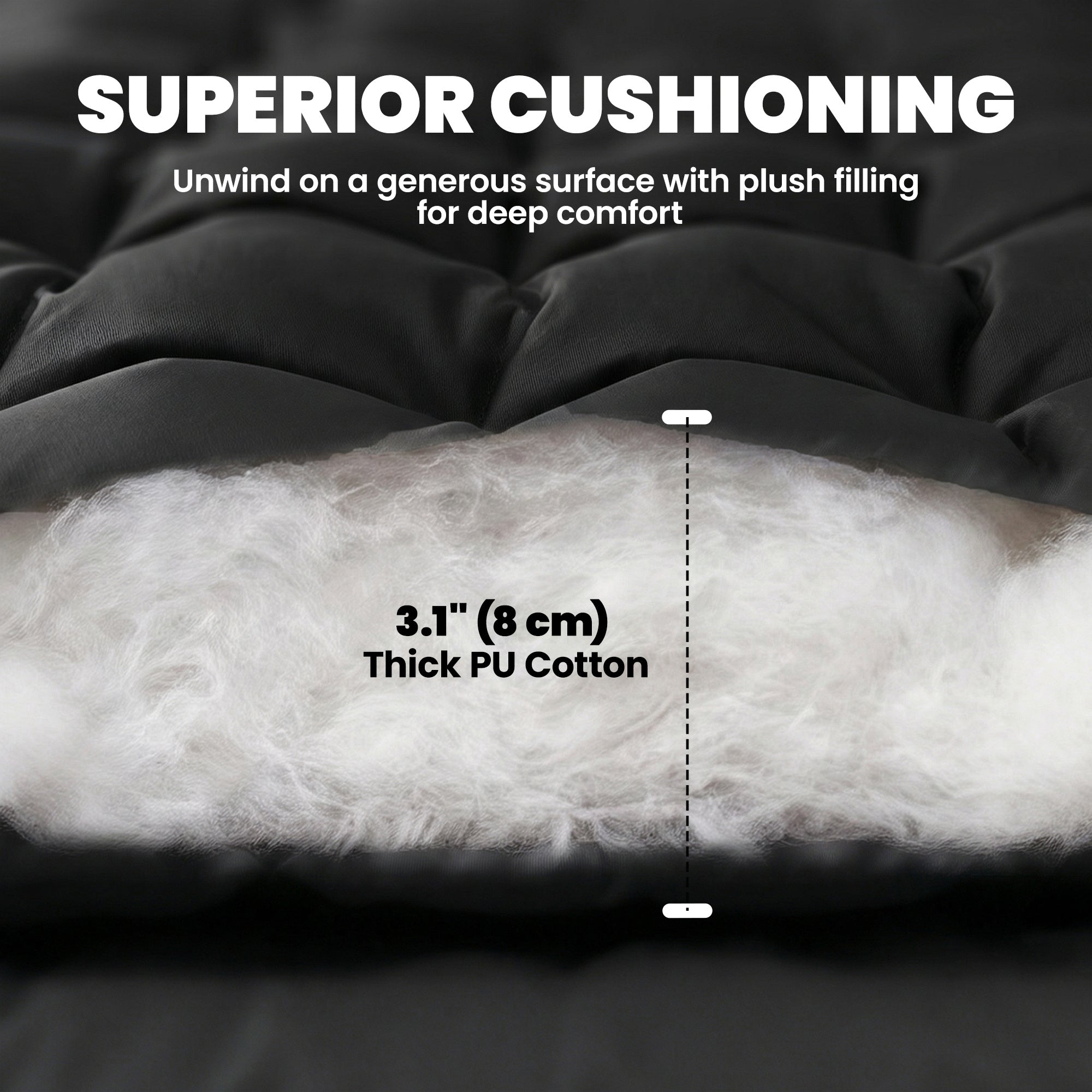 Sleeping Mat, Camping Mat Pad with Elastic Straps, Black
