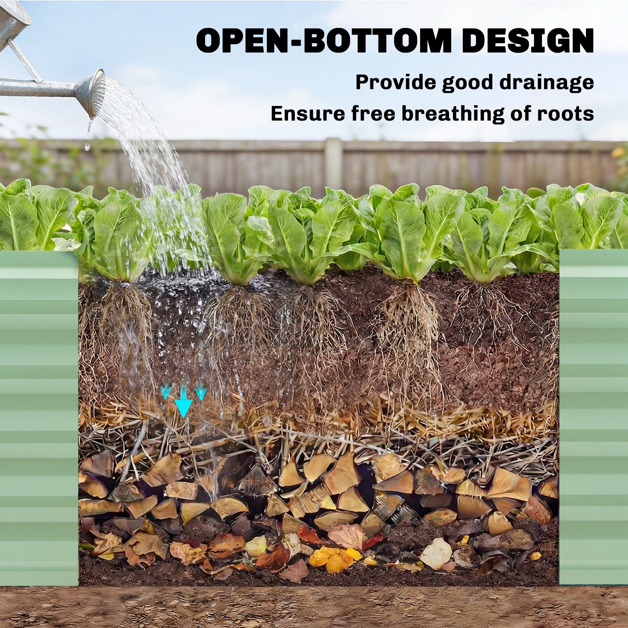 8'x2.6'x1.5' Galvanized Raised Bed, Large Elevated Planter Box for Growing Flowers, Herbs and Vegetables, Light Green
