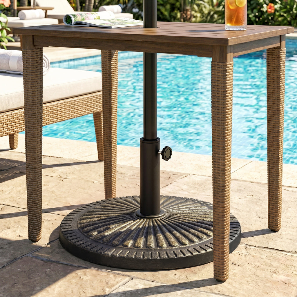 31 lbs Resin Round Market Umbrella Base Holder 19" Decorative Parasol Stand for Patio, Outdoor, Backyard, Bronze