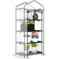 Portable Greenhouse with 4 Tier Shelves Outdoor Hot House, Steel Frame, PVC Cover, 28" x 20" x 63", Transparent