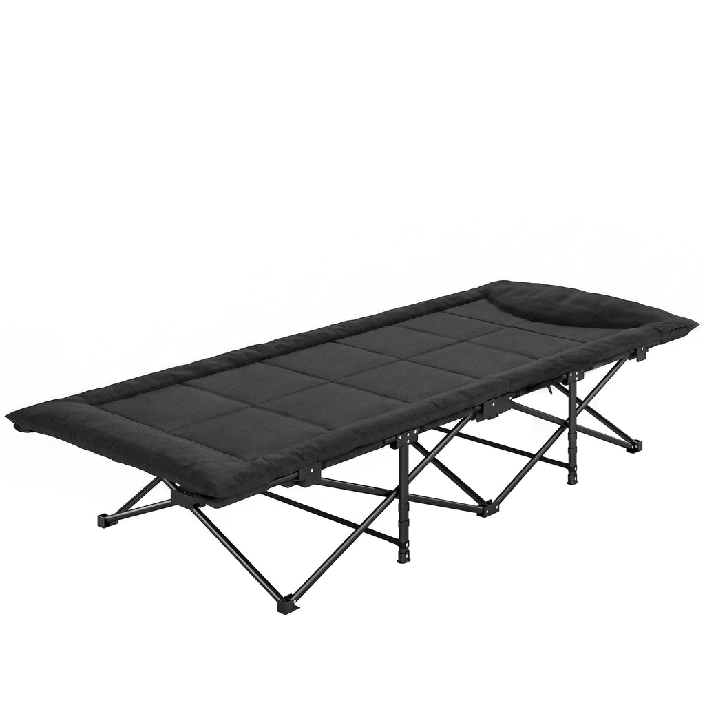 Camping Cot for Adults with Padded Cushion, 31.5" Wide Folding Bed with Carry Bag and Non-Slip Feet, Black