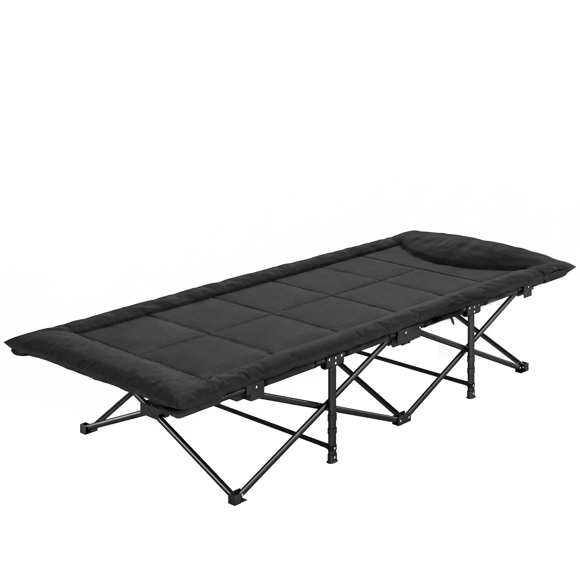 Camping Cot for Adults with Padded Cushion, 31.5" Wide Folding Bed with Carry Bag and Non-Slip Feet, Black